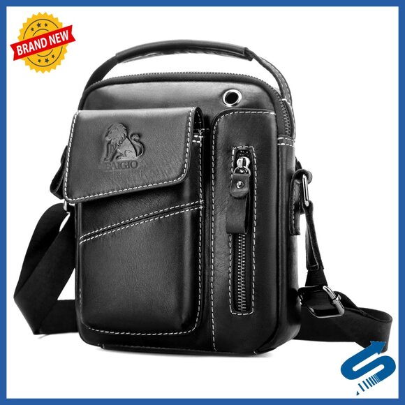 Genuine Leather Messenger Bag Crossbody Shoulder Pack Travel Business Work